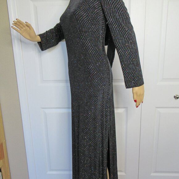 VTG Cache long black sparkly 38 - 40" bust dress, Low cut double drape back WOW! - Picture 12 of 15